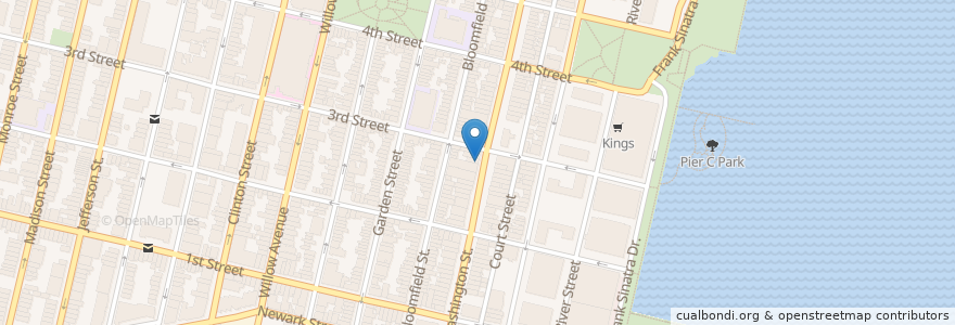 Mapa de ubicacion de Hoboken Bar and Grill en アメリカ合衆国, ニュージャージー州, Hudson County, Hoboken.