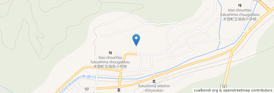 Mapa de ubicacion de 長福寺 en 日本, 長野県, 木曽郡, 木曽町.