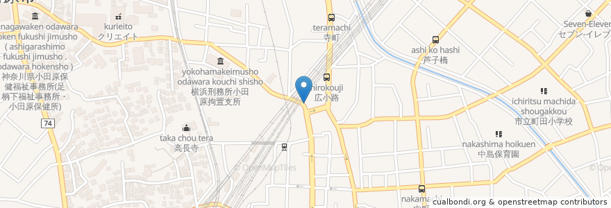 Mapa de ubicacion de 虎雲小夜城 en اليابان, كاناغاوا, 小田原市.
