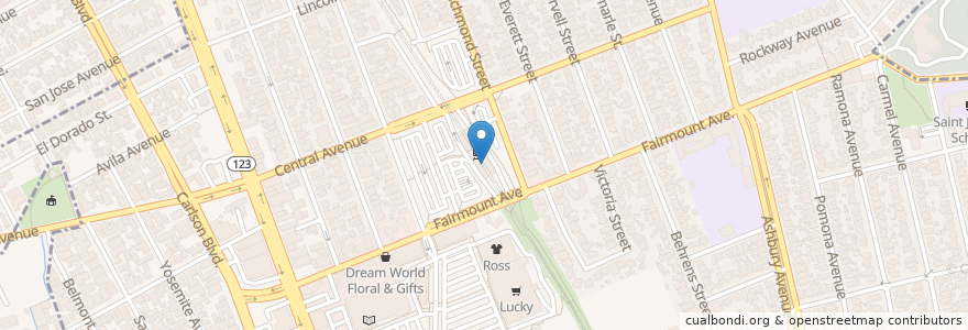 Mapa de ubicacion de El Cerrito Plaza BART en 美利坚合众国/美利堅合眾國, 加利福尼亚州/加利福尼亞州, Contra Costa County, El Cerrito.