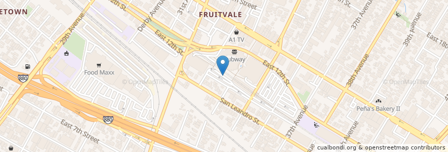 Mapa de ubicacion de Fruitvale BART en Estados Unidos De América, California, Condado De Alameda, Oakland.