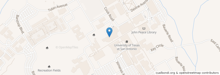 Mapa de ubicacion de Rowdy's Global Kitchen en Estados Unidos De América, Texas, Bexar County, San Antonio.