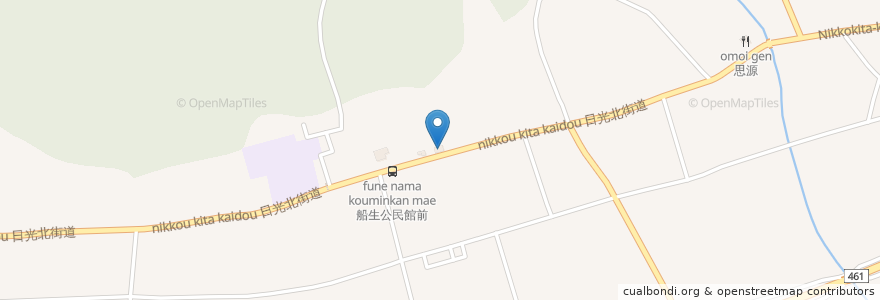 Mapa de ubicacion de 船生郵便局 en Japón, Prefectura De Tochigi, 塩谷郡, 塩谷町.
