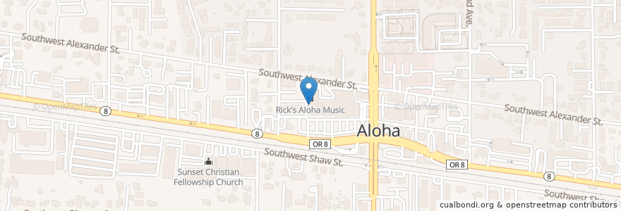 Mapa de ubicacion de Szechuan House en 美利坚合众国/美利堅合眾國, 俄勒冈州/俄勒岡州, Washington County, Aloha.