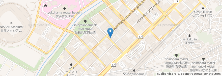Mapa de ubicacion de サブウェイ新横浜 en Japan, Präfektur Kanagawa, Yokohama, 港北区.