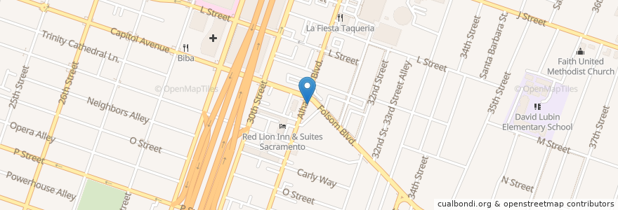 Mapa de ubicacion de Peet's Coffee en United States, California, Sacramento County, Sacramento.