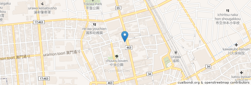 Mapa de ubicacion de 三井住友銀行浦和支店 en Japan, Präfektur Saitama, Saitama, 浦和区.