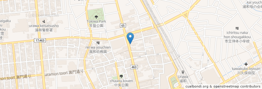 Mapa de ubicacion de 埼玉県信用金庫浦和支店 en Japon, Préfecture De Saitama, さいたま市, 浦和区.