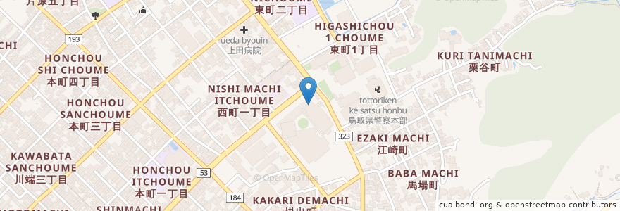 Mapa de ubicacion de 鳥取県立公文書館 en 日本, 鳥取県, 鳥取市.