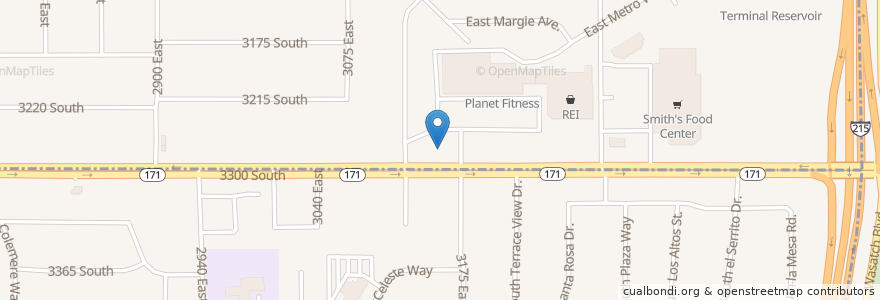 Mapa de ubicacion de Menchie's en アメリカ合衆国, ユタ州, Salt Lake County, Millcreek.