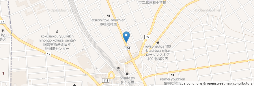 Mapa de ubicacion de 埼玉県信用金庫北浦和支店 en 日本, 埼玉县, 埼玉市, 浦和区.
