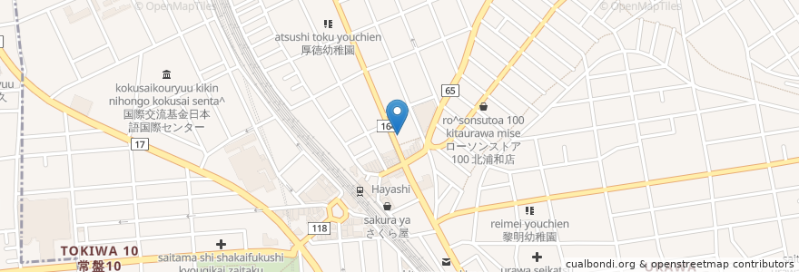 Mapa de ubicacion de 武蔵野銀行北浦和支店 en 日本, 埼玉県, さいたま市, 浦和区.