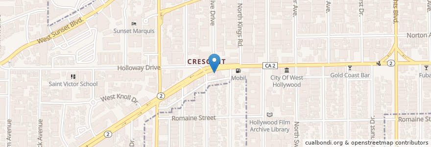 Mapa de ubicacion de Big Mama's & Papa's Pizzeria en 미국, 캘리포니아주, Los Angeles County, 로스앤젤레스, West Hollywood.