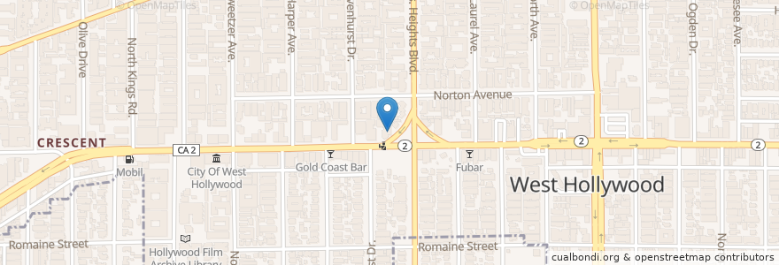 Mapa de ubicacion de Postal Center & More en Соединённые Штаты Америки, Калифорния, Los Angeles County, Лос-Анджелес, West Hollywood.