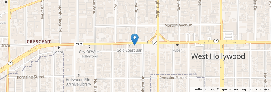 Mapa de ubicacion de AHF Pharmacy en Stati Uniti D'America, California, Los Angeles County, Los Angeles, West Hollywood.