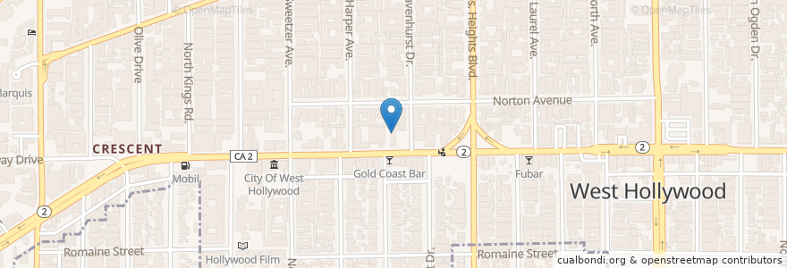 Mapa de ubicacion de Continental Kitchen en United States, California, Los Angeles County, Los Angeles, West Hollywood.