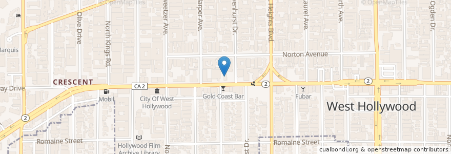 Mapa de ubicacion de Hollywood Family Dentistry en Amerika Syarikat, California, Los Angeles County, Los Angeles, West Hollywood.