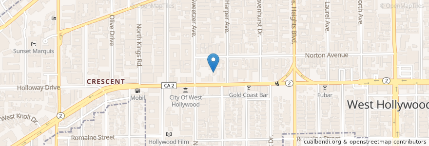 Mapa de ubicacion de Izakaya by Slowfish en 미국, 캘리포니아주, Los Angeles County, 로스앤젤레스, West Hollywood.