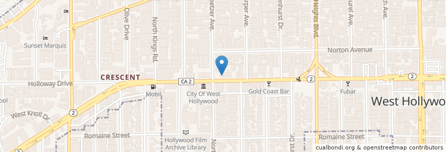 Mapa de ubicacion de Sammy's Thai en Estados Unidos De América, California, Los Angeles County, Los Ángeles, West Hollywood.