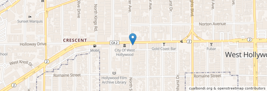Mapa de ubicacion de Hamburger Mary's en Amerika Birleşik Devletleri, Kaliforniya, Los Angeles County, Los Angeles, West Hollywood.