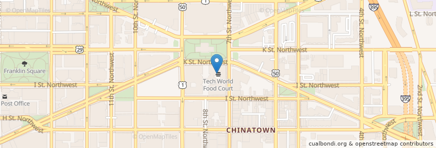 Mapa de ubicacion de Tech World Food Court en United States, Washington, D.C., Washington.