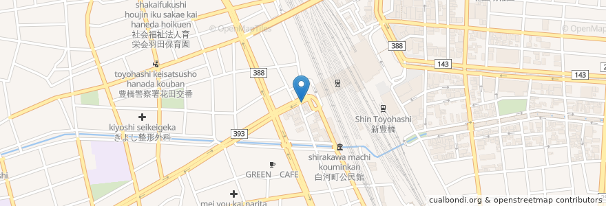 Mapa de ubicacion de 豊橋駅西口自転車等駐車場 en ژاپن, 愛知県, 豊橋市.