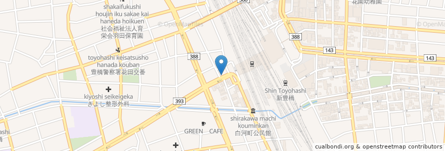 Mapa de ubicacion de 豊橋駅西口自転車等駐車場 en Japon, Préfecture D'Aichi, Toyohashi.