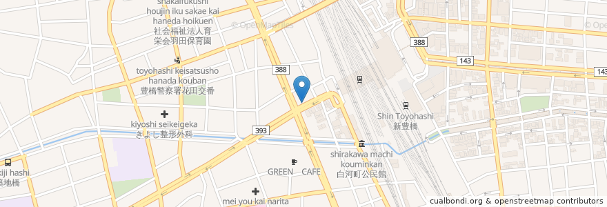 Mapa de ubicacion de 豊橋駅西口自転車等駐車場 en Giappone, Prefettura Di Aichi, Toyohashi.