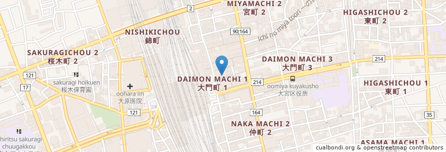 Mapa de ubicacion de ろばた屋むさし en 日本, 埼玉県, さいたま市, 大宮区.