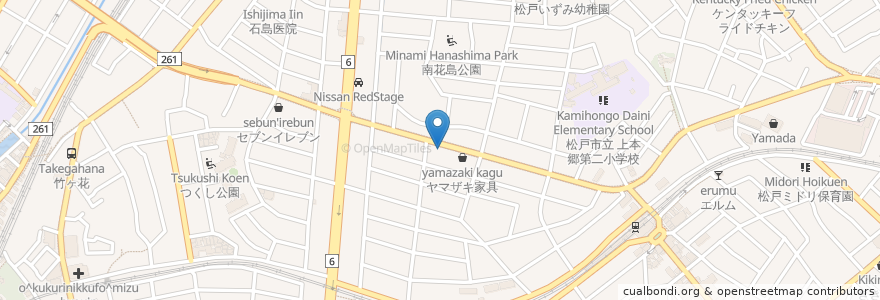Mapa de ubicacion de アイキャン en Japan, Chiba Prefecture, Matsudo.