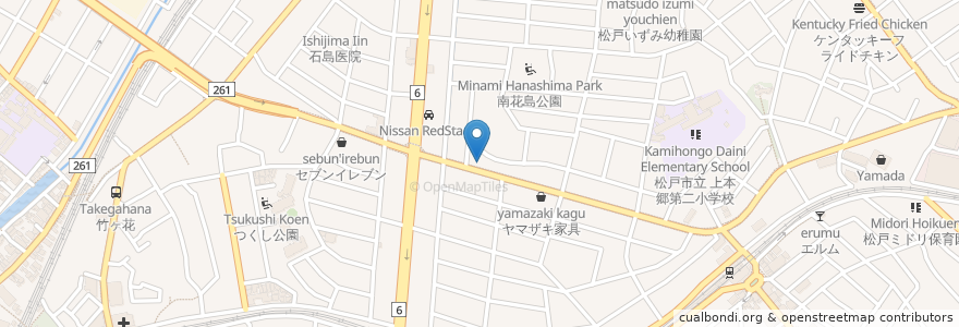 Mapa de ubicacion de 松戸市消防団南花島消防センター en Japón, Prefectura De Chiba, Matsudo.