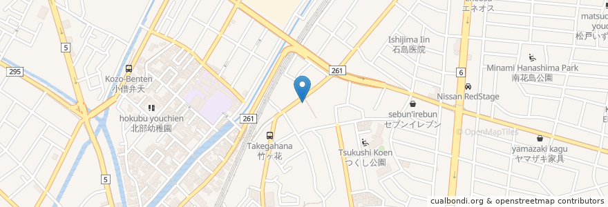 Mapa de ubicacion de 竹ヶ花自治会館 en Jepun, 千葉県, 松戸市.