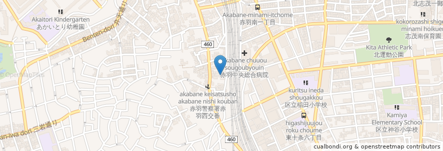 Mapa de ubicacion de Hachi en Japonya, 東京都, 北区.