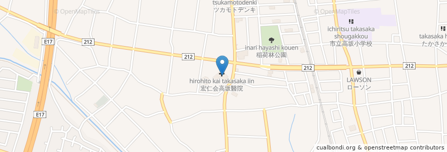 Mapa de ubicacion de 宏仁会高坂醫院 en Japão, 埼玉県, 東松山市.
