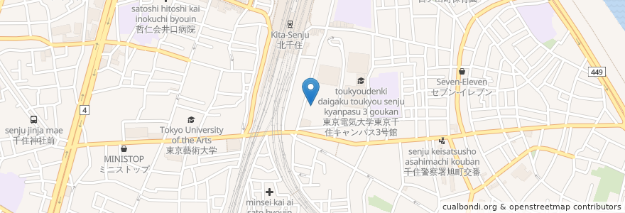 Mapa de ubicacion de キッズ大陸 あだち北千住園 en Japon, Tokyo, 足立区.