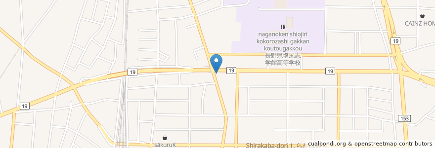 Mapa de ubicacion de CoCo壱番屋 en ژاپن, 長野県, 塩尻市.