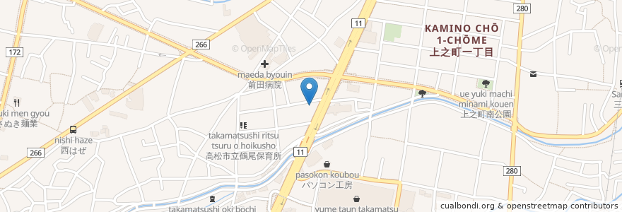 Mapa de ubicacion de ココス 高松中央通店 en Giappone, Prefettura Di Kagawa, 高松市.