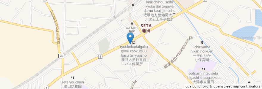 Mapa de ubicacion de わたなべ調剤薬局 en Giappone, Prefettura Di Shiga, 大津市.