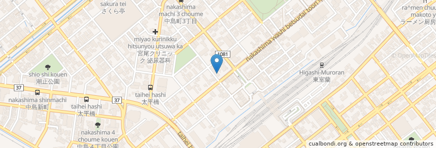Mapa de ubicacion de かみしま 医院 en اليابان, محافظة هوكايدو, 胆振総合振興局, 室蘭市.