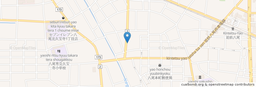 Mapa de ubicacion de 回転寿司新竹 en Japonya, 大阪府, 八尾市.