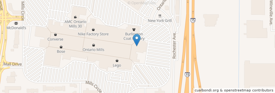 Mapa de ubicacion de Dave & Buster's en Estados Unidos De América, California, San Bernardino County, Ontario.