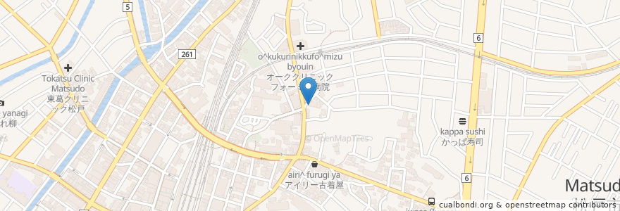 Mapa de ubicacion de 五福亭 en Japonya, 千葉県, 松戸市.