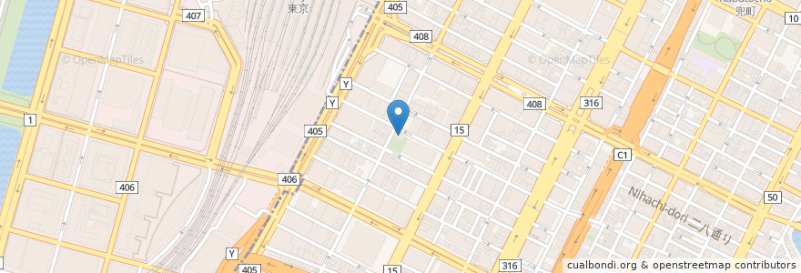 Mapa de ubicacion de 荒川医院 en اليابان, 東京都, 中央区.