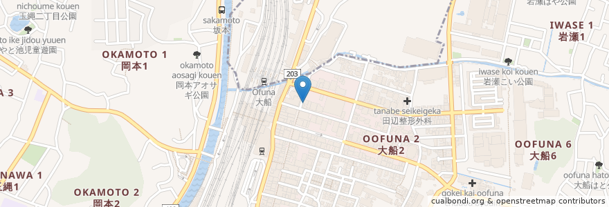 Mapa de ubicacion de 天下一品 en Japan, Präfektur Kanagawa, 鎌倉市.