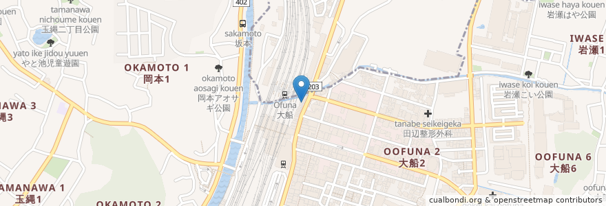 Mapa de ubicacion de 大船駅前歯科 en Japan, Präfektur Kanagawa, 鎌倉市.