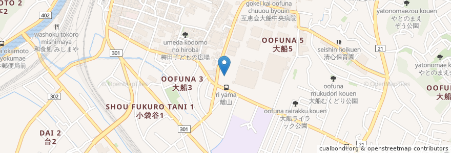 Mapa de ubicacion de タイムズ大船5丁目 en Jepun, 神奈川県, 鎌倉市.