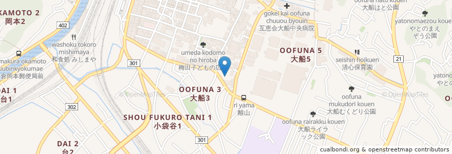 Mapa de ubicacion de デニーズ en 日本, 神奈川県, 鎌倉市.