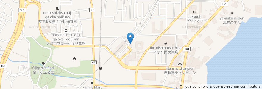 Mapa de ubicacion de 西大津歯科医院 en ژاپن, 滋賀県, 大津市.