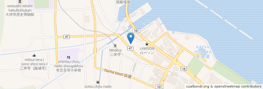 Mapa de ubicacion de 浜大津まつだ医院 en Япония, Сига, 大津市.