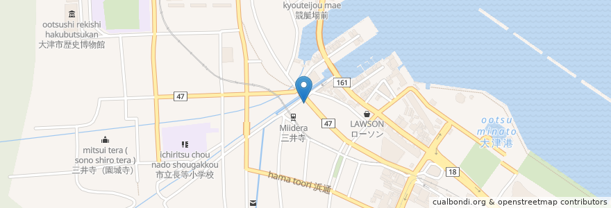 Mapa de ubicacion de 浜大津調剤薬局 en Japon, Préfecture De Shiga, 大津市.